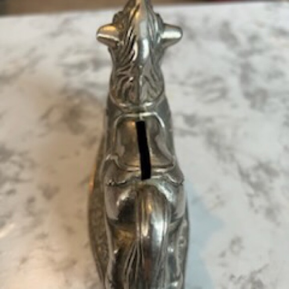 Vintage Rocking Horse Coin Piggy Bank Leonard Made In Italy Silver Plated 1970s - Picture 9 of 9